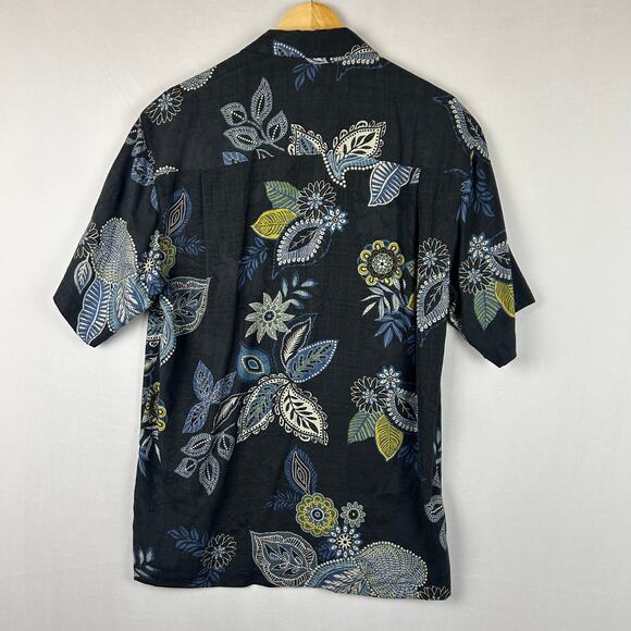 Tommy Bahama Floral 100% Silk Button Down Shirt Blue Beach Tropical Men's Size M - Picture 8 of 11